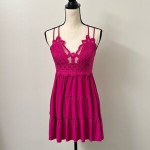 Zenana  Magenta Lace Top
